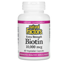 Natural Factors, Extra Strength Biotin, 10,000 mcg, 60 Vegetarian Capsules