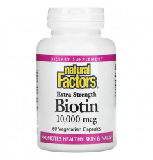 Natural Factors, Extra Strength Biotin, 10,000 mcg, 60 Vegetarian Capsules