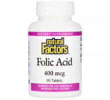 Natural Factors, Фолиевая кислота, 400 мкг, 90 таблеток