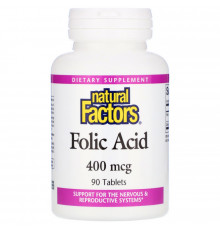 Natural Factors, Фолиевая кислота, 400 мкг, 90 таблеток