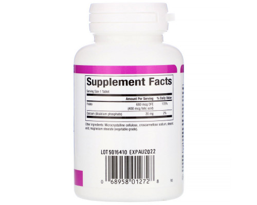 Natural Factors, Фолиевая кислота, 400 мкг, 90 таблеток Natural Factors, Фолиевая кислота, 400 мкг, 90 таблеток