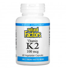 Natural Factors, Vitamin K2, 100 mcg, 60 Vegetarian Capsules