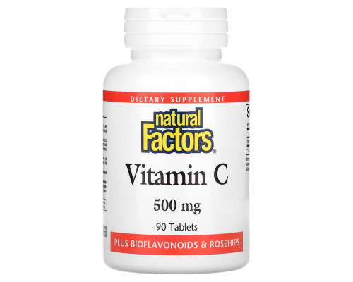 Natural Factors, Vitamin C, 500 mg, 90 Tablets Natural Factors, Vitamin C, 500 mg, 90 Tablets