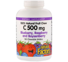Natural Factors, C 500 mg, Blueberry, Raspberry and Boysenberry, 180 Chewable Wafers