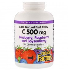 Natural Factors, C 500 mg, Blueberry, Raspberry and Boysenberry, 180 Chewable Wafers