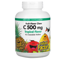 Natural Factors, Fruit-Flavor Chew Vitamin C, Tropical, 500 mg, 90 Chewable Wafers