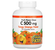 Natural Factors, Fruit-Flavor Chew Vitamin C, Tangy Orange, 500 mg, 90 Chewable Wafers