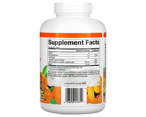 Natural Factors, Витамин C 500 мг, со вкусом кислого апельсина, 180 жевательных вафель Natural Factors, Витамин C 500 мг, со вкусом кислого апельсина, 180 жевательных вафель