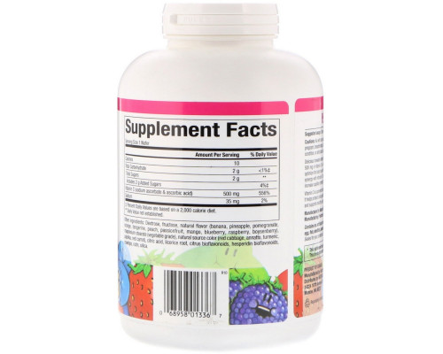 Natural Factors, Vitamin C, 100% Natural Fruit Chew, Four Mixed Fruit Flavors, 500 mg, 180 Chewable Wafers Natural Factors, Vitamin C, 100% Natural Fruit Chew, Four Mixed Fruit Flavors, 500 mg, 180 Chewable Wafers