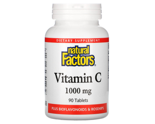 Natural Factors, Витамин C, 1000 мг, 90 таблеток Natural Factors, Витамин C, 1000 мг, 90 таблеток