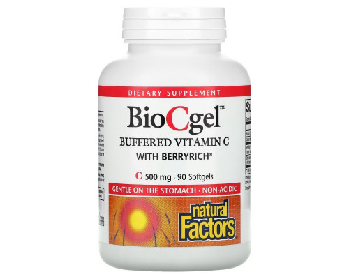Natural Factors, BioCgel, Buffered Vitamin C with BerryRich, 500 mg, 90 Softgels Natural Factors, BioCgel, Buffered Vitamin C with BerryRich, 500 mg, 90 Softgels