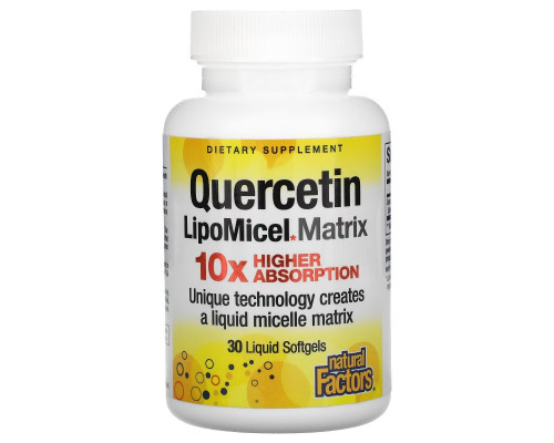 Natural Factors, Quercetin LipoMicel Matrix, 30 Liquid Softgels Natural Factors, Quercetin LipoMicel Matrix, 30 Liquid Softgels