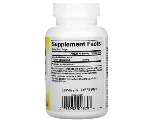 Natural Factors, Quercetin LipoMicel Matrix, 30 Liquid Softgels Natural Factors, Quercetin LipoMicel Matrix, 30 Liquid Softgels