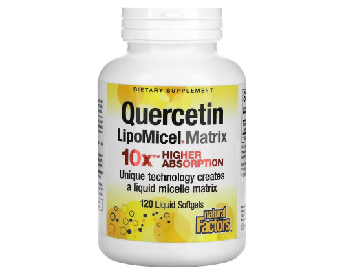 Natural Factors, Quercetin LipoMicel Matrix, 120 Liquid Softgels Natural Factors, Quercetin LipoMicel Matrix, 120 Liquid Softgels