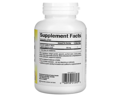 Natural Factors, Quercetin LipoMicel Matrix, 120 Liquid Softgels Natural Factors, Quercetin LipoMicel Matrix, 120 Liquid Softgels
