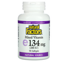 Natural Factors, Смешанный витамин E 200 МЕ, Витамин E, 90 желатиновых капсул