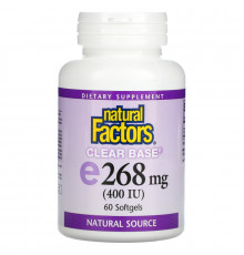 Natural Factors, E 400 МЕ, Clear Base, 60 гелевых капсул
