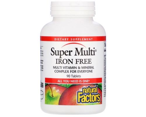 Natural Factors, Супермультивитамин, без железа, 90 таблеток Natural Factors, Супермультивитамин, без железа, 90 таблеток