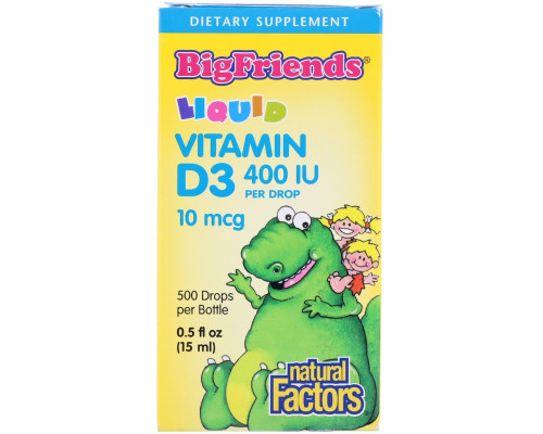 Natural Factors, Big Friends, Liquid, Vitamin D3, 400 IU, 0.5 fl oz (15 ml) Natural Factors, Big Friends, Liquid, Vitamin D3, 400 IU, 0.5 fl oz (15 ml)
