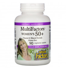 Natural Factors, MultiFactors, Женские капсулы 50 +, 90 растительных капсул