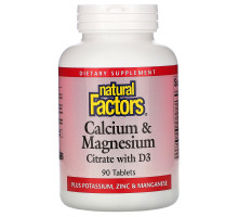 Natural Factors, Calcium & Magnesium, Citrate with D3, 90 Tablets
