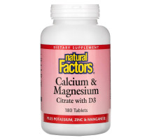 Natural Factors, Цитрат кальция и магния, с витамином D, 180 таблеток