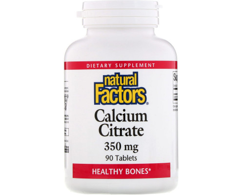 Natural Factors, Цитрат кальция, 350 мг, 90 таблеток Natural Factors, Цитрат кальция, 350 мг, 90 таблеток