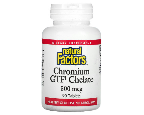 Natural Factors, Chromium GTF Chelate, 500 мкг, 90 таблеток Natural Factors, Chromium GTF Chelate, 500 мкг, 90 таблеток