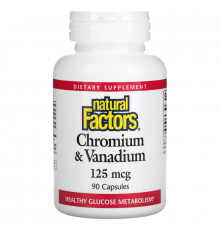 Natural Factors, Хром и Ванадий, 125 мкг, 90 капсул