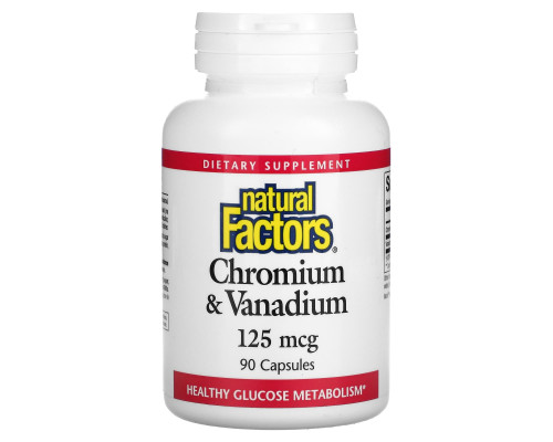 Natural Factors, Хром и Ванадий, 125 мкг, 90 капсул Natural Factors, Хром и Ванадий, 125 мкг, 90 капсул