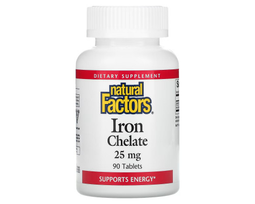 Natural Factors, Iron Chelate, 25 mg, 90 Tablets Natural Factors, Iron Chelate, 25 mg, 90 Tablets