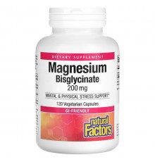 Natural Factors, Magnesium Bisglycinate, 200 mg, 120 Vegetarian Capsules