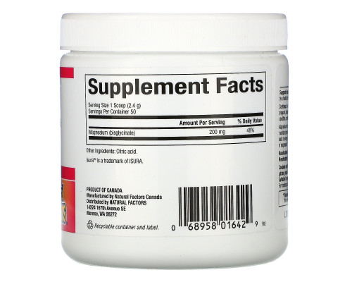 Natural Factors, Magnesium, 4.2 oz (120 g) Natural Factors, Magnesium, 4.2 oz (120 g)
