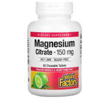 Natural Factors, Magnesium Citrate, Key Lime, 150 mg, 60 Chewable Tablets