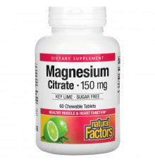 Natural Factors, Magnesium Citrate, Key Lime, 150 mg, 60 Chewable Tablets