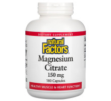 Natural Factors, Магния цитрат, 150 мг, 180 капсул