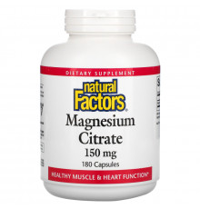 Natural Factors, Магния цитрат, 150 мг, 180 капсул
