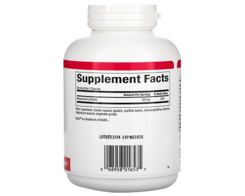 Natural Factors, Магния цитрат, 150 мг, 180 капсул Natural Factors, Магния цитрат, 150 мг, 180 капсул