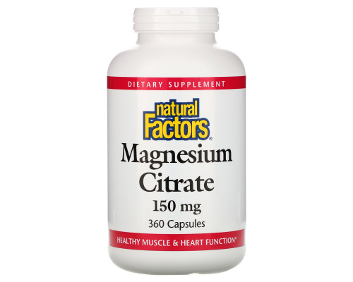 Natural Factors, Цитрат магния, 360 капсул Natural Factors, Цитрат магния, 360 капсул
