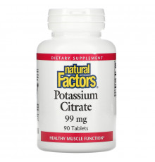 Natural Factors, Цитрат калия, 99 мг, 90 таблеток
