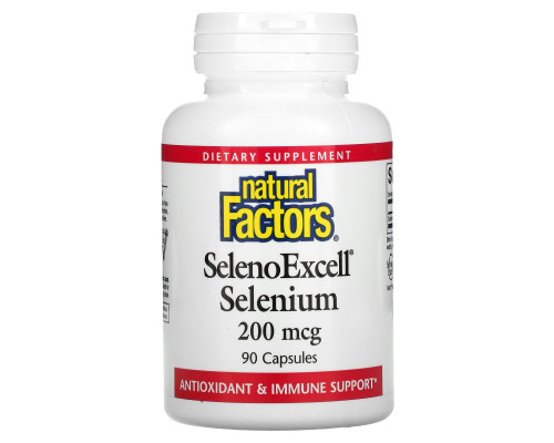 Natural Factors, SelenoExcell, селен, 200 мкг, 90 капсул Natural Factors, SelenoExcell, селен, 200 мкг, 90 капсул
