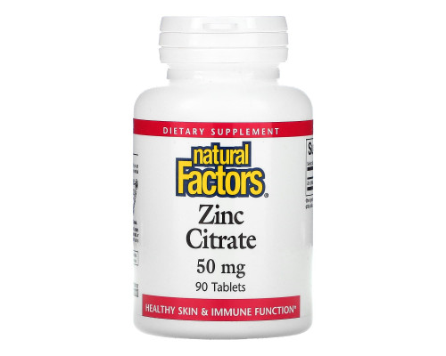 Natural Factors, Цитрат цинка, 50 мг, 90 таблеток Natural Factors, Цитрат цинка, 50 мг, 90 таблеток
