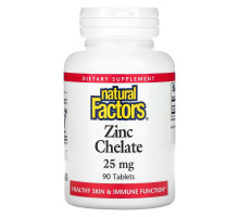 Natural Factors, Хелатный цинк, 25 мг, 90 таблеток
