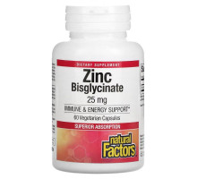 Natural Factors, Zinc Bisglycinate, 25 mg , 60 Vegetarian Capsules