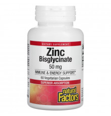 Natural Factors, Zinc Bisglycinate, 50 mg, 60 Vegetarian Capsules