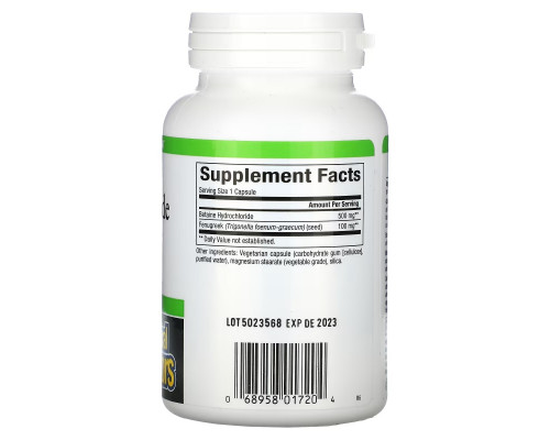 Natural Factors, Betaine Hydrochloride with Fenugreek, 500 mg, 90 Vegetarian Capsules Natural Factors, Betaine Hydrochloride with Fenugreek, 500 mg, 90 Vegetarian Capsules