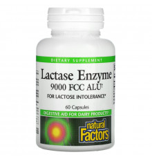 Natural Factors, Lactase Enzyme, 9000 FCC ALU, 60 капсул