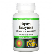 Пищеварительные ферменты Papaya Enzymes with Amylase & Bromelain, 60 Chewable Tablets