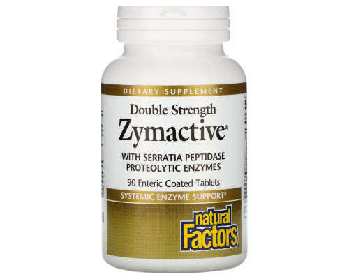 Natural Factors, Zymactive, двойная сила, 90 таблеток в кишечнорастворимой оболочке Natural Factors, Zymactive, двойная сила, 90 таблеток в кишечнорастворимой оболочке