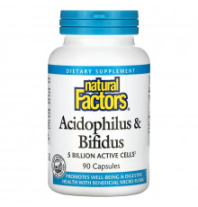 Natural Factors, Acidophilus & Bifidus, 5 Billion, 90 Capsules